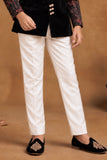 Black Velvet Embroidered Sherwani Set With Pants For Boys