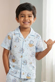 Boys Sky Blue Space Print Night Suit Set