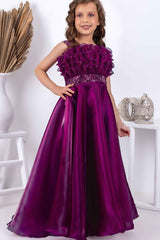 Designer Wine Sequins Work Party Wear Gown For Girls