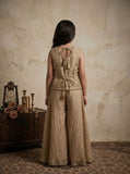Girls Gold Embroidered Palazzo Set with Dupatta