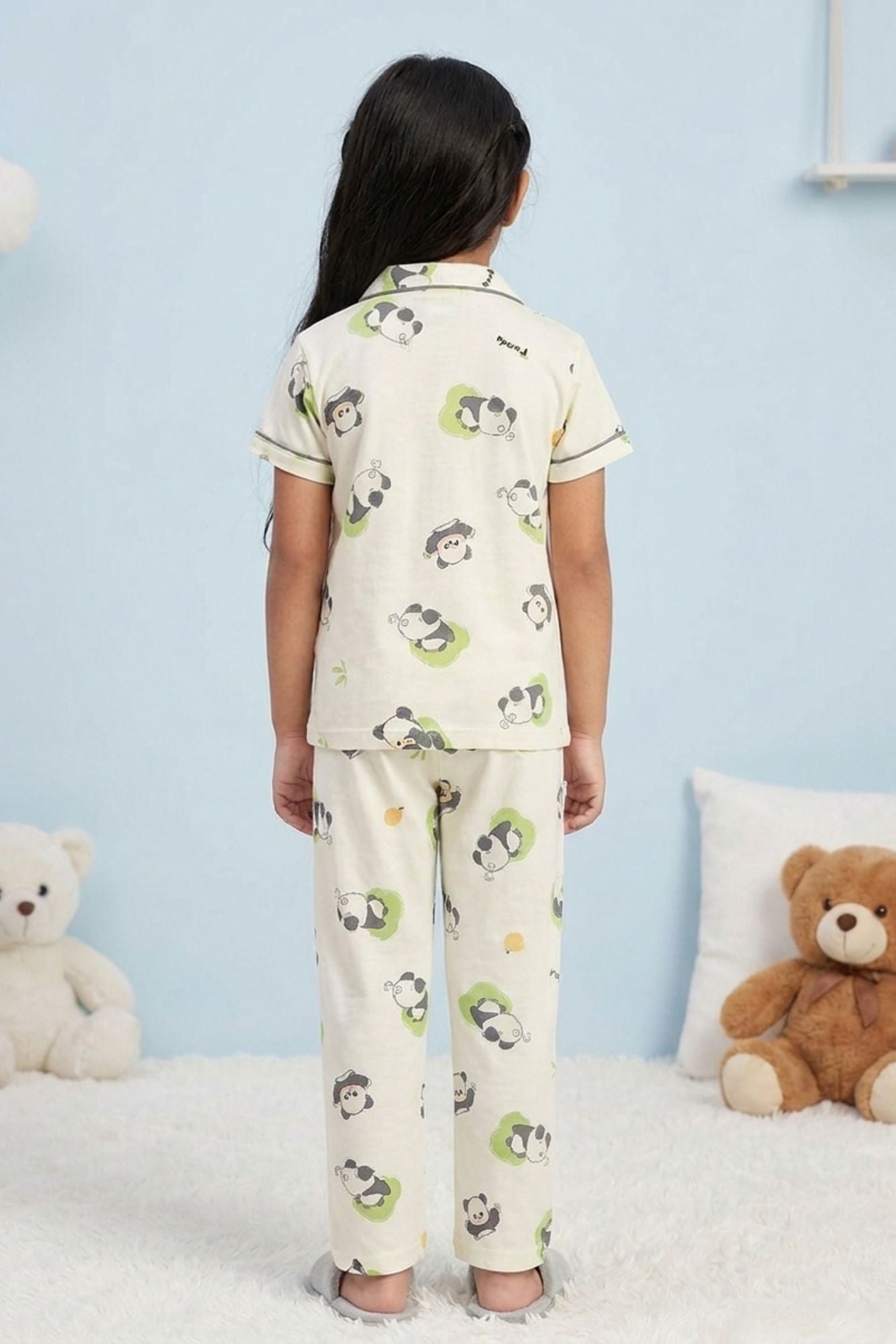 Girls Off-White Panda Print Night Suit Set