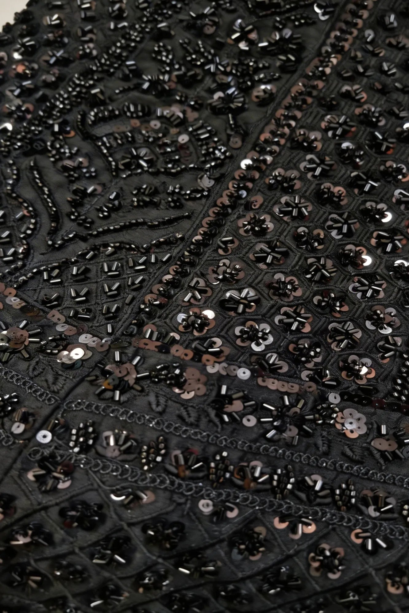 Black Sequin Embroidered Lehenga Set For Girls