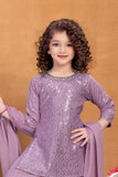 Lavender Sequin Embroidered Palazzo Set with Dupatta For Girls