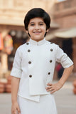 White Pathani Stylish Kurta jacket Set For Boys
