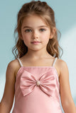Blush Pink Bow Detail Party Wear Frock for Girls