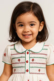 White Embroidered Vintage Inspired Dress For Girls