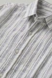 Boys White & Grey Striped Full Sleeve Casual Shirt
