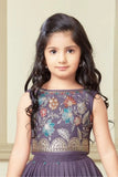 Purple Floral Embroidered Ethnic Lehenga Choli for Girls