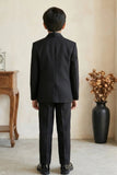 Black Embellished Tuxedo Suit Set with Bow Tie for Boys