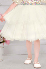 Elegant Cream Party Frock With Puffy Sleeves And Sequins Work For Girls