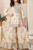 Cream Embroidered Palazzo Set for Girls