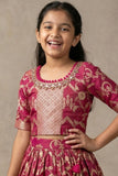 Rani Pink Embroidered Lehenga Choli with Dupatta For Girls