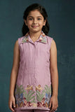 Pink Floral Embroidered Plazzo Set For Girls