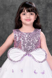 Lavender Butterfly Embroidered Party Wear Gown For Girls