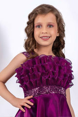 Designer Wine Sequins Work Party Wear Gown For Girls