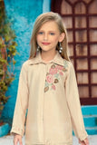 Beige Embroidered Ethnic Co-Ord Set For Girls