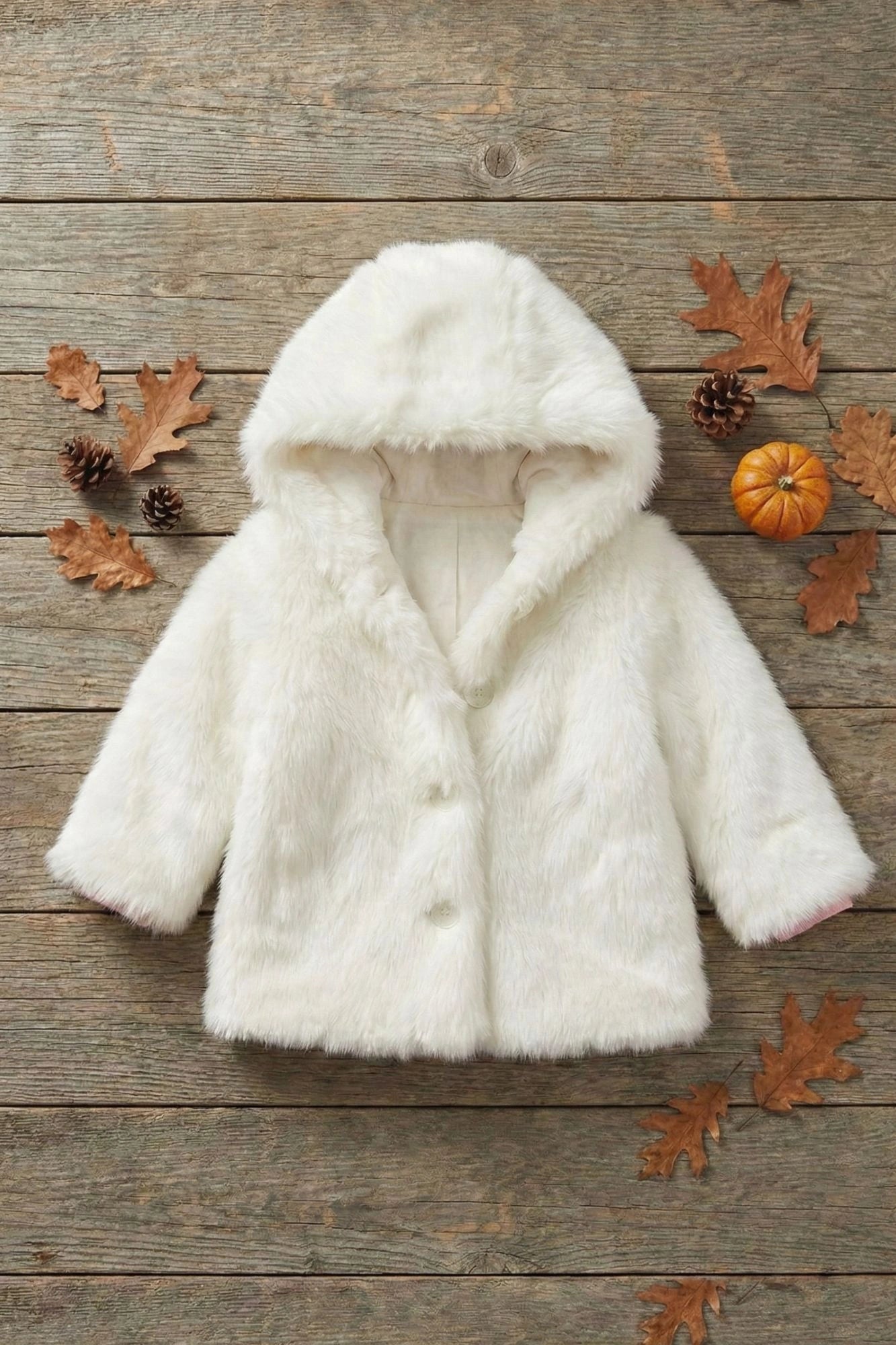 White Soft & Warm Faux Fur Jacket for Girls
