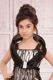 Designer Black And White Sequins Work With Floral Embellished Party Wear Gown For Girls