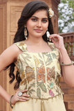 Cream Embroidered Palazzo Set For Girls