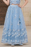 Sky Blue Embroidered Lehenga Choli with Sequin and Thread Work For Girls