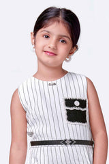 Trendy White Striped Casual Jumpsuit For Girls