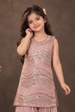 Dusty Pink Sequin Embellished Patiala Set For Girls