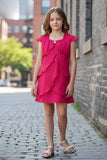 Rani Pink Layered Party Dress with Shrug for Girls