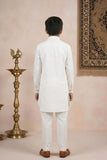 White Kurta Set  With Shirt Collar Design For Boys