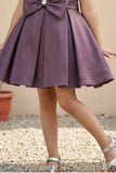 Organza Wine Frock With Bow Embellished For Girls