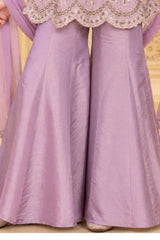 Girls Elegant Lavender Floral Embroidered Palazzo Set