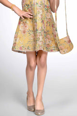 Mustard Bloom Sleeveless Floral Dress for Girls