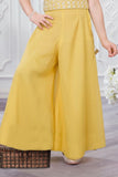 Yellow Embroidered Palazzo Set For Girls