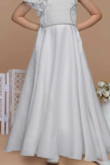 White One-Shoulder Party Wear Gown For Girls