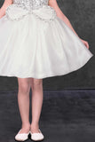 White Sequin Party Wear Frock with Bow Detail For Girls