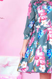 Stylish Blue Casual Frock With Flower Printed For Girls
