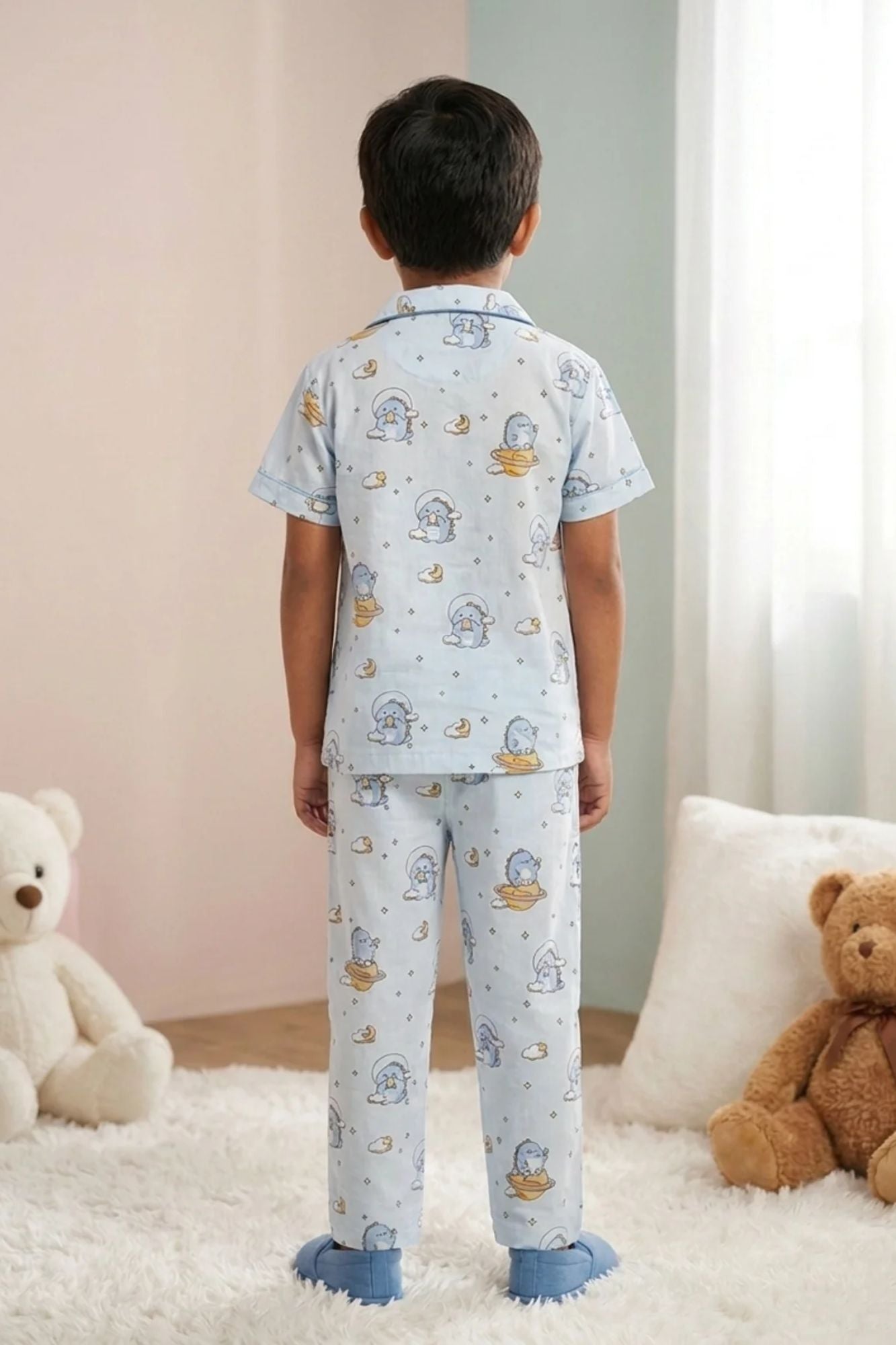 Boys Sky Blue Space Print Night Suit Set