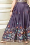 Purple Floral Embroidered Ethnic Lehenga Choli for Girls