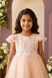 Girls Blush Peach Tail Cut Party Frock