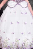 Lavender Butterfly Embroidered Party Wear Gown For Girls