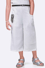 Trendy White Striped Casual Jumpsuit For Girls