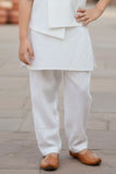 White Pathani Stylish Kurta jacket Set For Boys