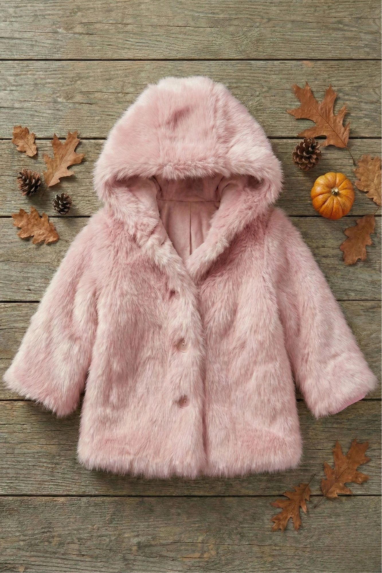 Baby Pink Soft & Warm Faux Fur Jacket for Girls