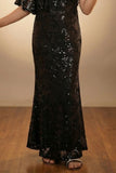 Black Sequin Embellished One-Shoulder Party Wear Gown For Girls