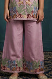 Pink Floral Embroidered Plazzo Set For Girls
