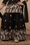 Black Zari Embroidered Palazzo Set For Girls
