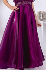 Designer Wine Sequins Work Party Wear Gown For Girls