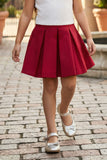 White Halter Top And Red Pleated Skirt Co-ord Set For Girls