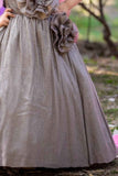Metallic Grey Floral Embellished Part Wear Gown For Girls
