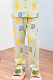 Soft & Comfy Pista Green Cartoon Print Night Suit Set for Girls