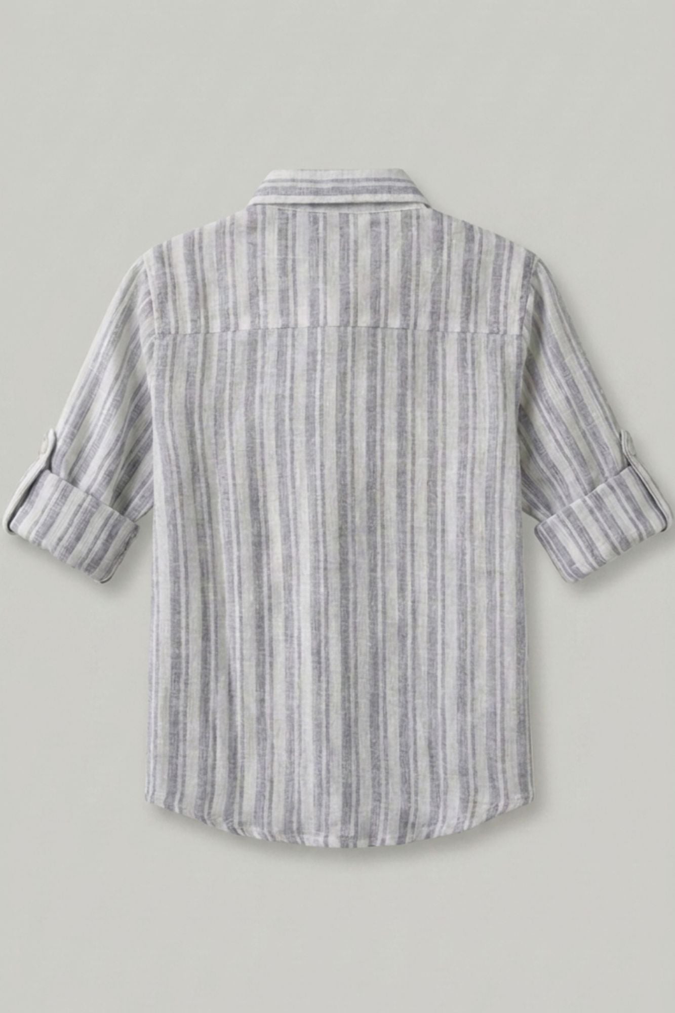 Boys White & Grey Striped Full Sleeve Casual Shirt